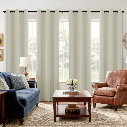 SimpleHome Cream 100% Blackout Curtains for Bedroom 84 Inch Length 2
