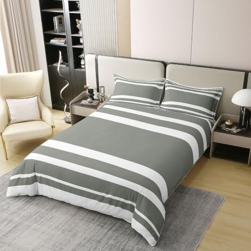 Erosebridal Striped Comforter Cover Grey and White Stripe 100% Cotton
