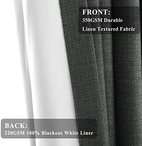 Fcosie Linen Window Curtain Panels with Rod Pocket & Back Tab Top