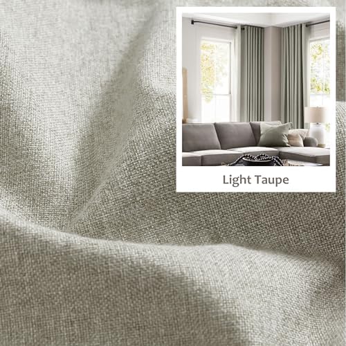 Jubilantex Faux Linen Blackout Curtains Taupe Grommet Top 84" L 2