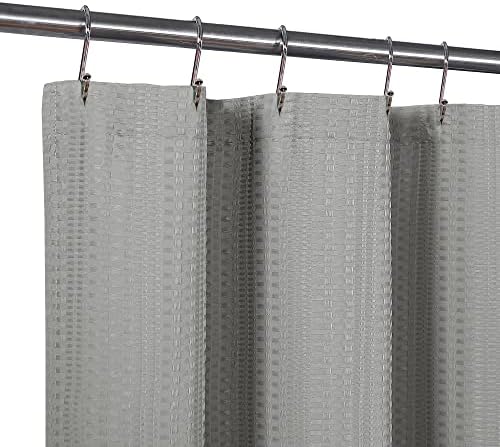 SUN+BLK Bridgeport Waffle Weave Fabric Shower Curtain, 70” W x 72” H