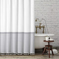 White Modern Farmhouse Shower Curtain,Gray Striped Shower Curtain,72 x