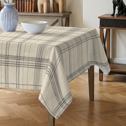 Minimalist Farm Lattice Grid Table Cloth 52x70in, Waterproof Rectangle
