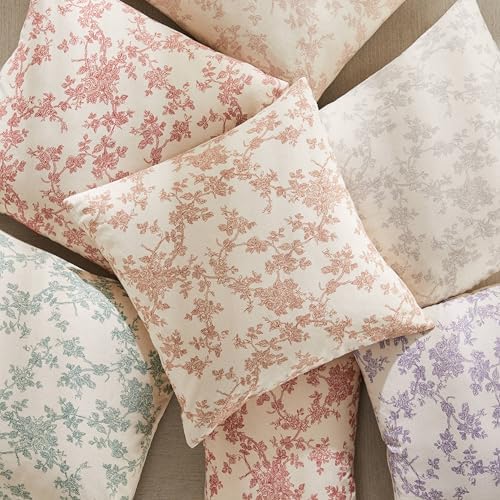 2 Pack French Floral Throw Pillow Covers 18x18in, Red/Cream