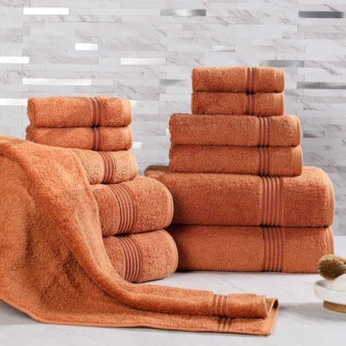 Highly Absorbent Solid Egyptian Cotton Bath Towels Set of 12 Caramel