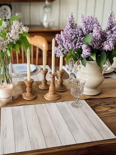 Beige Placemats for Dining Table Set of 4, Farmhouse Simple Abstract