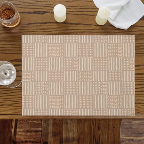 Minimalist Gingham Placemats Set of 8, Non Slip Washable Farmhouse