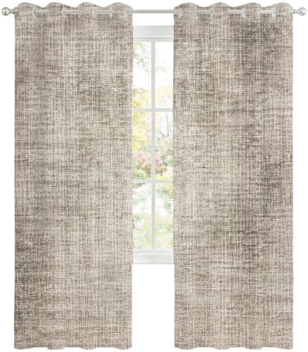 Brown Beige Sheer Curtains 84 Inch Length 2 Panels Set Farmhouse Linen