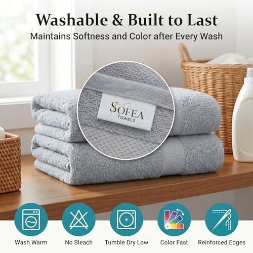 Sofea 10-Piece Towel Set, Premium 100% Cotton, Includes 2 Bath Towels
