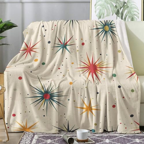 Mid Century Atomic Blanket, Retro Abstract Fleece Throw Blanket King