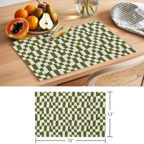 Round Placemats Set of 8 Neutral Grid Place Mats Minimalist Modern