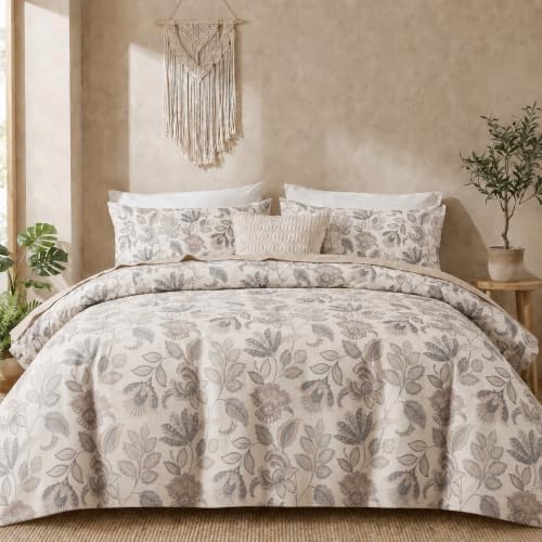 100% Cotton Duvet Cover Queen Size – Vintage Garden Botanical Bedding