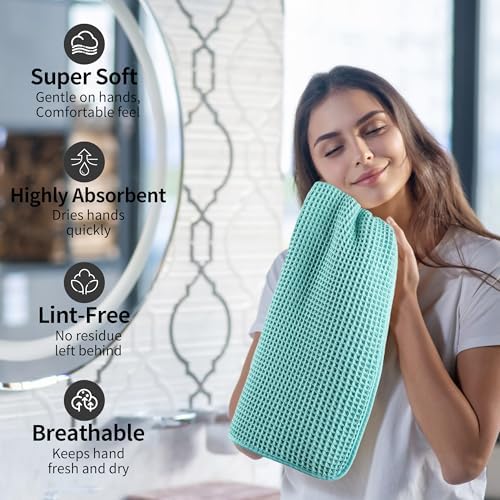 Microfiber Waffle Hand Towels, 2 Pieces, Soft, Absorbent, Fast Drying