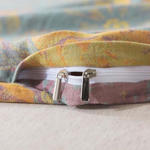 Helthep Flower 3Pcs Duvet Cover Set,100% Double Layer Washed Cotton