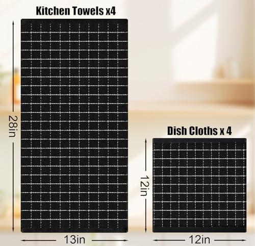 Homaxy Kitchen Towels and Dishcloths Set, 12 x 12 and 13 x 28 Inches