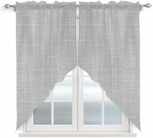 Silver Gray Solid Swag Valance Curtains Minimalist Cloth Cool Gray
