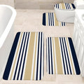 4 Pieces Bathroom Rugs Set Navy Blue Khaki Bath Mat Abstract Geometric