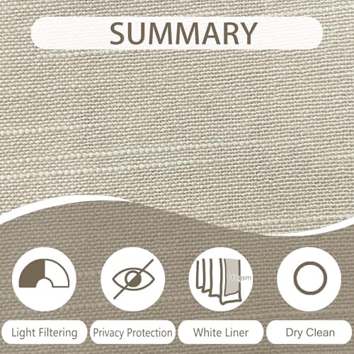 ChadMade 72 x 96 Inch Cotton Linen Drape Light Filtering Back Tab 1