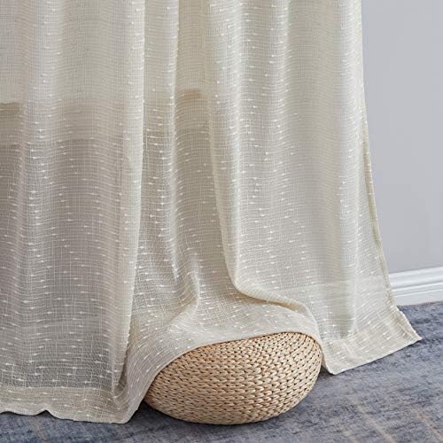 HLC.ME Emily Faux Linen Semi Sheer Light Filtering Transparent Back
