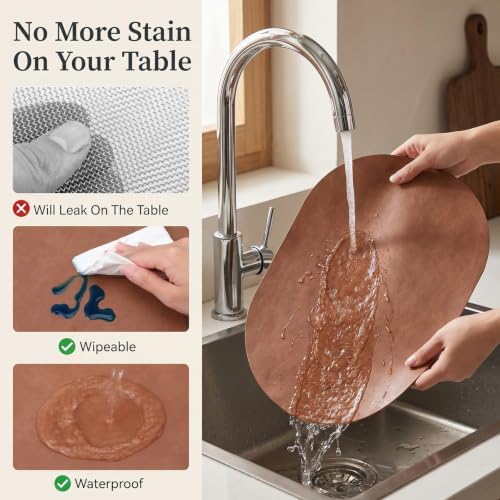 Dining Table Mats Set of 6, Faux Leather Placemats, Washable, Stain &
