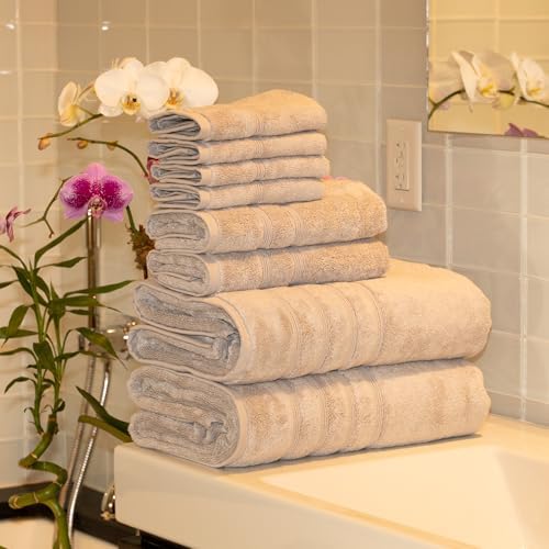 Mosobam 8 Piece Turkish Bath Sheet Set, 35 x 70 in, 700 GSM, Light