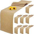 8 Pack Natural Burlap Table Runners,12 x 72 Inch Rustic Jute Table