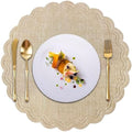 Round Placemats Set of 6, 15 Inch PU Faux Leather Easy Wipe Non-Slip