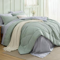 Bedsure Queen Bed in a Bag Reversible Bed Set 7 Pcs Sage Green/Light