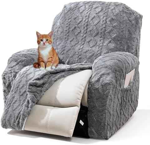 vctops 4-Piece 1-Seat Recliner Chair Covers, Grey