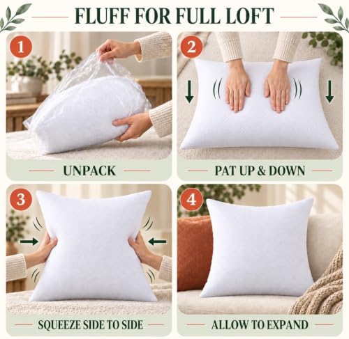 20x20 Pillow Insert(Set of 2) Soft & Fluffy Decorative Down