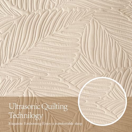 OARAGE King Quilt Bedding Set Lightweight Soft Beige Bedspread