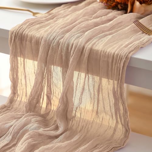 6 Pack Beige Table Runners 17x108 Inch Cheesecloth Table Runner Boho
