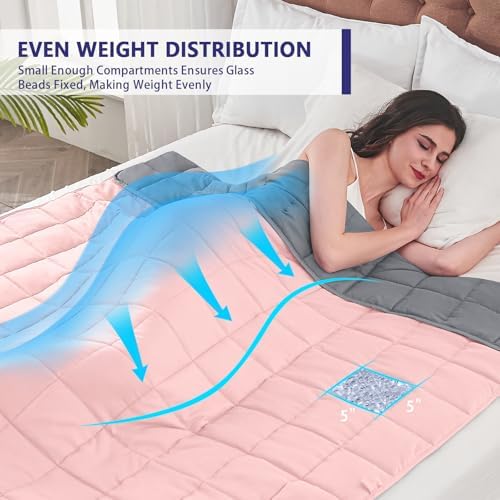 yescool Weighted Blanket for Adults 10lbs Twin Size, 48" x 72", Pink