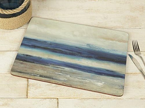 Creative Tops Wooden Placemats Set of 4, Abstract Ocean View, Cork
