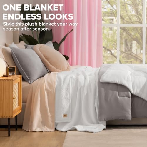 UGG Nita King Blanket, Reversible Plush Fleece, 110" x 90", White