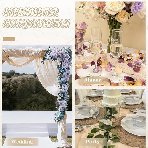 2 Pack Cheesecloth Table Runner, 120 Inch Beige Table Runner for Decor