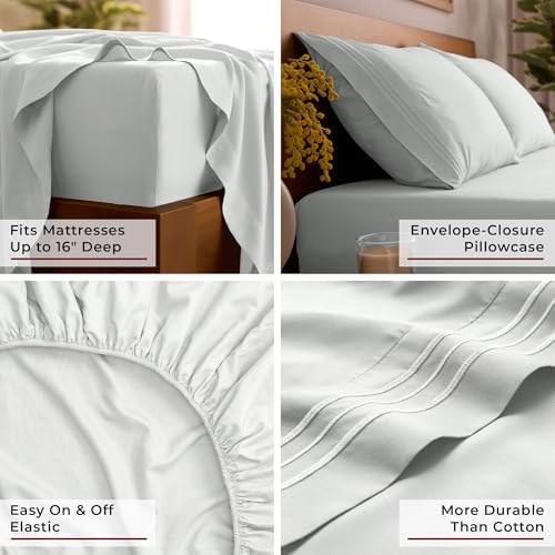 Mellanni Iconic 4-Piece Bed Sheet Set, 16" Deep Pocket (Full, Ivory)