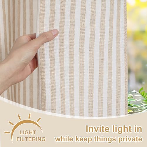 BLEUM CADE Farmhouse Cotton Linen Curtains for Living Room, Boho