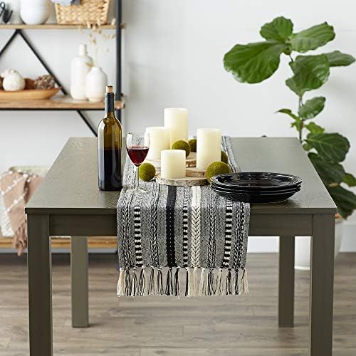 DII Farmhouse Braided Stripe Table Runner Collection, 15x72