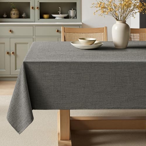 MIULEE Linen Textured Rectangle Tablecloth 60 x 120 Inch Gray