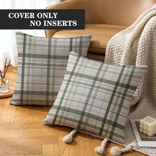 Green Buffalo Plaid Pillow Covers - Sage Green Tartan Throw Pillow