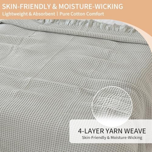 7ya 100% Cotton Queen Blanket, Light Brown, 90"x90"