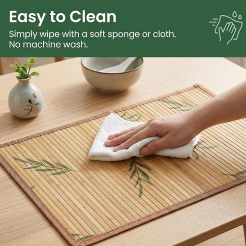 Eorbow 8 Pack Bamboo Placemats, 18 x 12 Inch Anti-Slip Table Mats