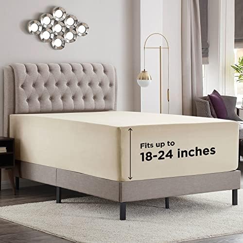 Empyrean 2 Pack Beige Cream Extra Deep Pocket King Fitted Sheet Only