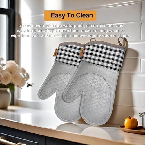 Silicone Oven Mitts,Silicone Oven Gloves Set,Oven Gloves with Quilted