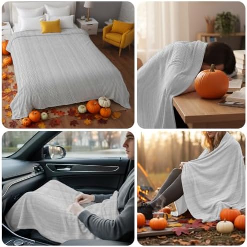 Gray Thin Lines Blanket Plush Cozy Fuzzy Throw Blanket for