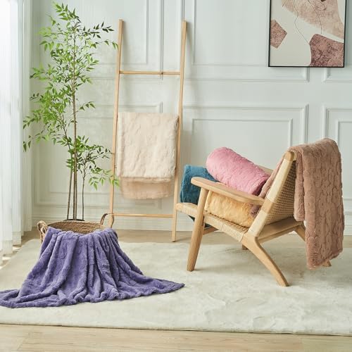 FY FIBER HOUSE Ultra Soft Fuzzy King Blanket, 90"x108", Khaki