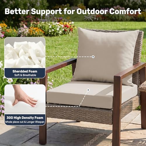 UNIKOME Outdoor Seat Cushions 24 X 24 Inch - Water-Resistant & Fade