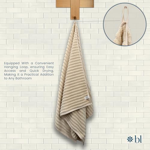 Blue Loom Ribbed Bath Towels Set, 100% Cotton 600 GSM, Soft Absorbent