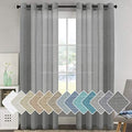 H.VERSAILTEX Charcoal Grey Linen Sheer Curtains 96" 2 Panels Grommet